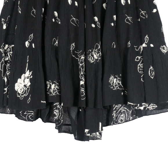 Patrons of Piece Black Dress Womens Size XS Black Floral Sheer Elastic Waist - Picture 6 of 11